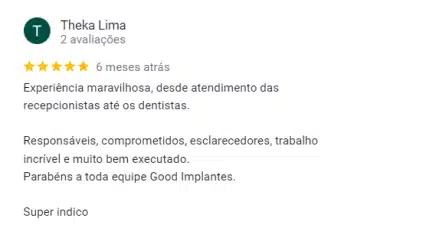 Avaliação de paciente da Good Implantes