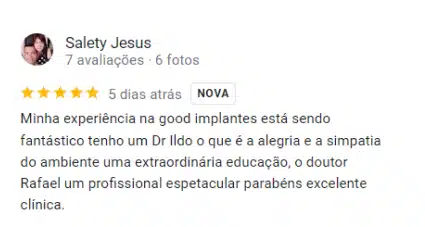 Depoimento positivo de paciente